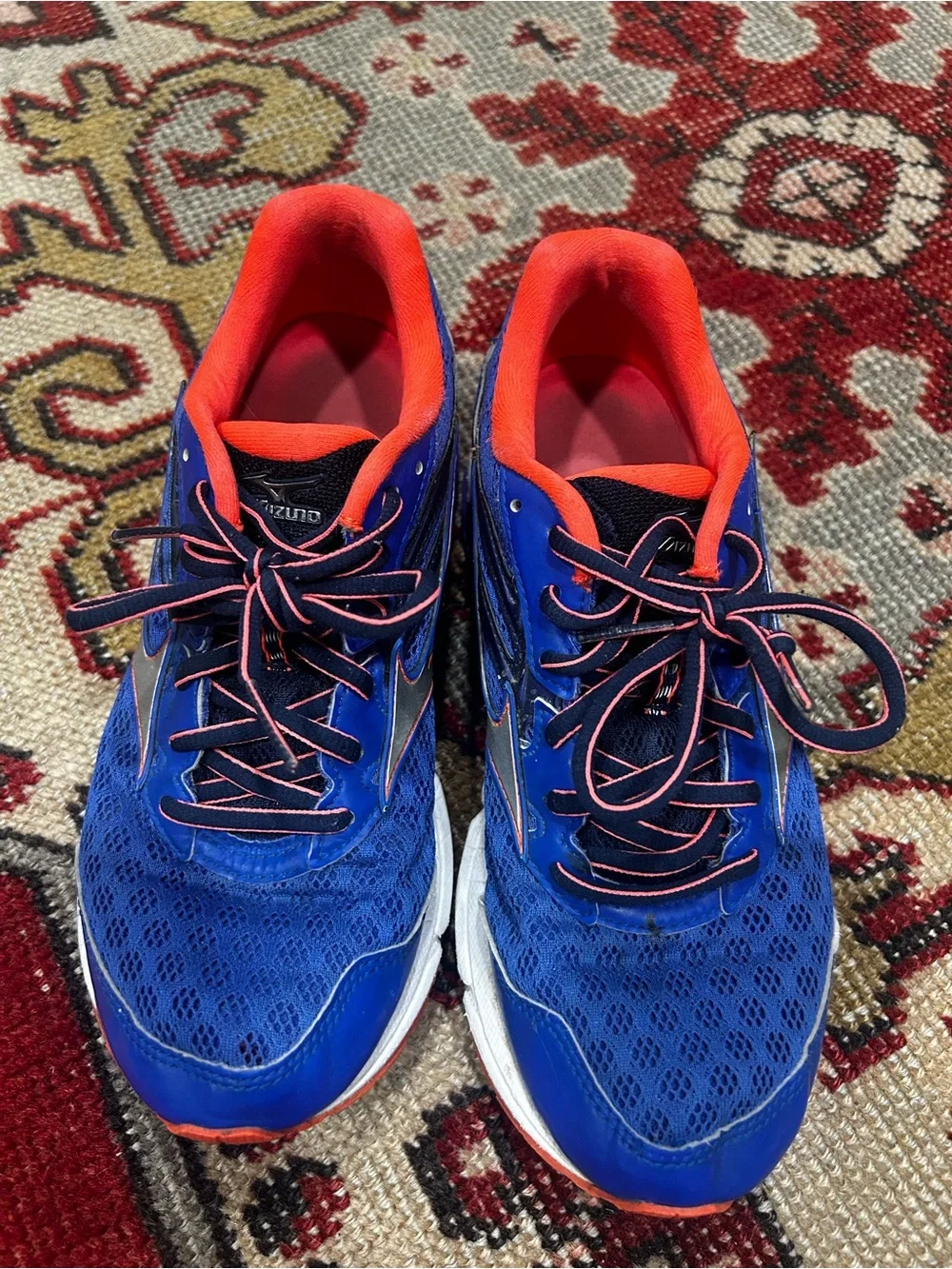 Mizuno Women’s Wave Athletic Shoes - Hot Royal Blue with Coral/Orangey pop